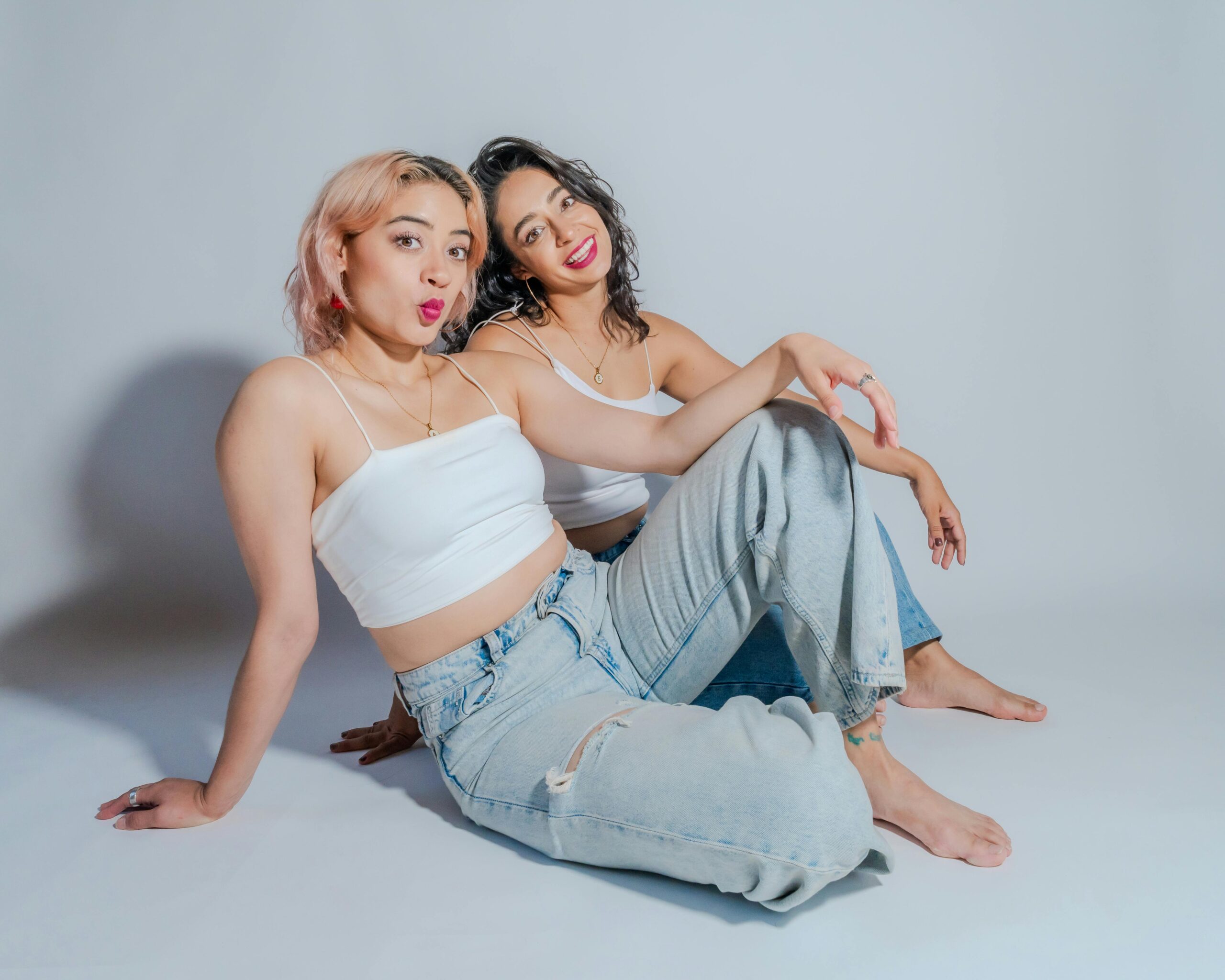 Young Women Posing for Stylish Friendship Portrait